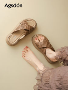 Agsdon | Thick Sole Increase Height Weaving Slippers