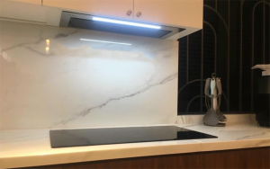 Máy hút mùi âm tủ Kaff KF BI90PR inox và kính đen công suất 1000 m³/h thiết kế âm hiện đại