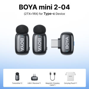 BOYA mini 2 Wireless Microphone AI Noise Cancelling Mic Lapel Microphone for Vlogging iPhone Android PC iPhone 15/16/17