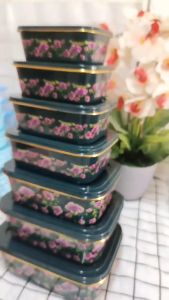Home2U🏡 7 in 1 Set Floral Flower Print Food Container with Lids Containers Kitchenware Utensils