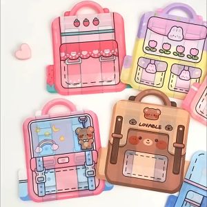 Cookies Snack Storage Bags Plastic Cartoon Backpack Standing Ziplock Packaging Bag For Kids Lootbag