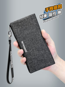 Canvas Long Multi-Card Wallet Mens Multi-Function Zipper Mobile Phone Bag Youth Hand-Held Long Hand Bag Cloth Money Clip