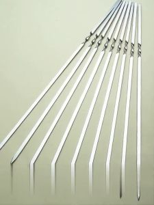 Satu Keluarga Tusuk Sate Stainless Steel Reusable Anti Karat C1162 Tusukan Ayam Sosis BBQ Skewer