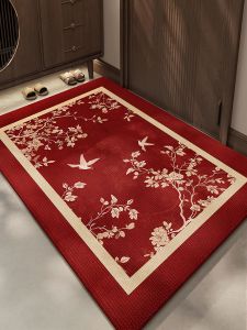 Luxury New Chinese Style Anti-Slip Entrance Mat Red