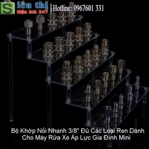 Bộ Khớp Nối Nhanh 3/8" Đủ Các Loại Ren Dành Cho Máy Rửa Xe Áp Lực Gia Đình Mini