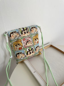 Dopamine Cute Crayon Xiaoxin Cartoon Contrast Color Cotton Small Messenger Bag Mobile Phone Bag Female Storage Cloth Bag Zipper