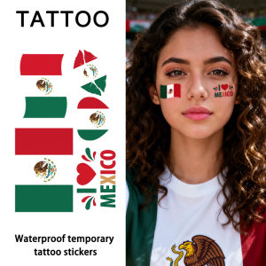 Mexico Flag Temporary Tattoo Sticker Long-lasting and Waterproof Festival Football Soccer Fan Face Stickers Arm Face