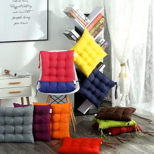 Solid Color Sofa Cushion 40CM Square Thick Comfortable Seat Pillow Soft Tatami Style Bantal Kerusi 4 Colours