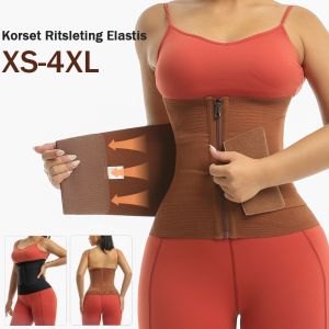 Wanita Premium Sport Korset Resleting Waist Shaper Double High Compression Core Corset Tubuh Kebugaran Olahraga Keringat
