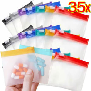 YESPERY 35Pcs Mini Pill Dispenser Bags Protable Travel Jewel Pouch Self-sealing Zipper Bag Waterproof Storage Bag