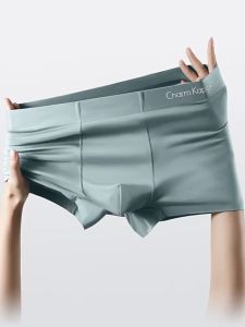 Charm Kapok Celana Dalam Boxer Pria Pendek 3PCS Sutra es dapat bernapas Silk regular Underwear Spandex