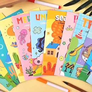 【SG Wholesale】Coloring Sticker Book | Theme Color Booklet for Kids | Children Drawing Activity | DIY Draw and Paint Game