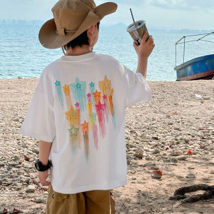 Áo Thun Cotton Tay Ngắn Mùa Hè Cho Bé Trai Áo Thun Cotton Thoáng Khí Thoải Mái Cho Bé Trai Từ 5-12 Tuổi Áo Thun in Họa Tiết