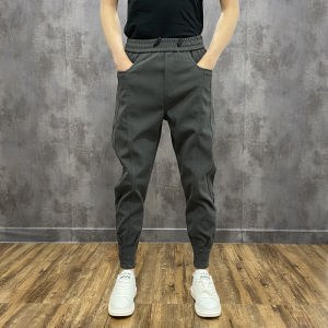 กางเกงลำลองชายทรงสลิมฟิต กางเกงขายาวทรงเก้าส่วน ทรงทำงาน แฟชั่น ยืดหยุ่น สปอร์ต กางเกงวอร์ม ผ้าโพลีเอสเตอร์ ทรงตรง ทรงสลิมฟิต