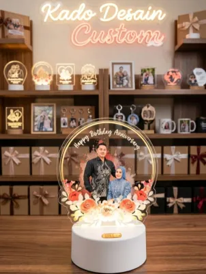 Lampu Hias Custom Style Kado Ulang Tahun Anniversary Pernikahan Wisuda 3D Lampu Tidur Aesthetic Lampu Kamar Dekorasi LED Akrilik CUSTOM FOTO & DETAIL
