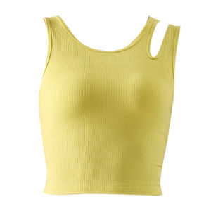 MiiOW | Womens Yoga Sports Vest Summer New Style Pilates Training Top With Chest Pad Outerwear Breathable U-Neck Hollow Out Design