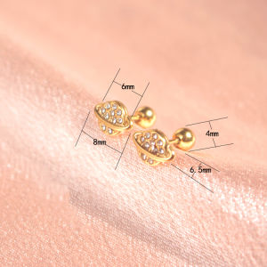 Ear Bone Stud Titanium Steel Small Ear Studs Screw Tightening Buckle Female Butterfly Clover Heart Fancy Sleep No Need to Take off Earrings