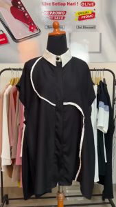 (Sseolshop X Arsya ) Belya kemeja wanita terbaru 2025 bahan rayon twill warna putih dan hitam ukuran L XL XXL / baju remaja korean style lengan pendek