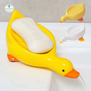 กล่องใส่สบู่วางสบู่แบบระบายน้ำ รูปเป็ดสีเหลือง 1/2 ชิ้น สำหรับ อุปกรณ์ห้องน้ำ
