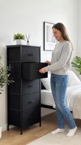 [SG READY STOCK] 5 Drawers Bedroom Living Room Cabinet With Fabric Storage Organizer