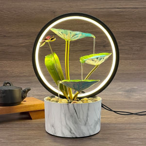 1pc USB Powered Vintage Tabletop Fountain Relaxation Indoor Tabletop Fountain With LED Circle Reflective Lighting Feature For Home And Office Decor Holiday Gifts (Rocks Included)