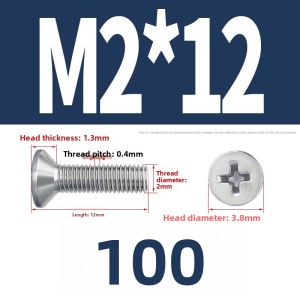 BAIRUITE | 316 Stainless Steel Flat Head Screws Cross Recessed Screws M2 M2.5 M3 M4 M5 M6 M8