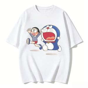 52TOYS | 2026 Summer Doraemons Cartoon Printed Short Sleeve Pure Cotton T-shirt Couple Tees Classic Casual Family Matching Outfits Tops