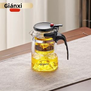 Bình Nước Thủy Tinh Trong Suốt Chịu Nhiệt GIAMXI 700ML Có Tay Cầm Di Động Ấm Pha Cà Phê Và Trà Lạnh Dùng Cho Gia Đình