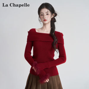 La Chapelle | Áo Sweater Len Đỏ Cổ Thuyền Thời Trang Ấm Áp