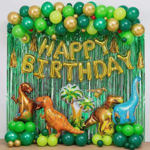 Dinosaur Balloons Set For Kids Birthday Party Decorations Green Gold Latex Balloons