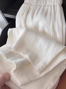 Quần Ống Rộng Vải Lanh Cotton Mỏng Mùa Hè Cho Nam Quần Ống Đứng Thoáng Khí Thoải Mái Quần Dài Thường Ngày Màu Trắng