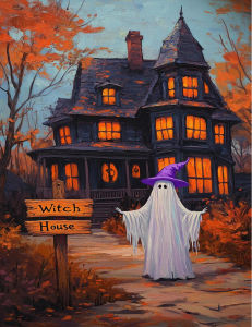 KAYOU | 5D DIY Diamond Painting Kit Dark Academy Forest Castle Halloween Pumpkin Cute Ghost Art Full Drill Rhinestone Wall Decor Gift