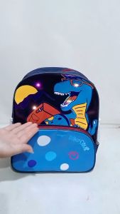 Tas Ransel Anak Lampu LED Sekolah Paud / TK Karakter Bag Backpack Mini Kids DINOSAURUS / Tas Anak-anak Lucu \ Tas Ransel Anak Murah / Ransel Anak Laki-laki LAMPU LED MENYALA Karakter Dino T-REX kartun Terbaru