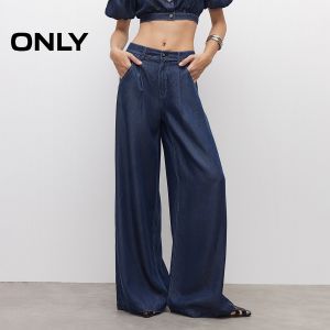 Only2025 Autumn New Soft Lyocell Lightweight Breathable High Waist Loose Wide Leg Pants Long Jeans Women High Waist Wide Leg Pants