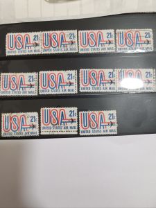 Vintage Rare Stamps 1971 USA Classic 21c Airmail "usa" Zip used 11 stamps in good condition. Catalogue #USA mail 11   *Actual stamps picture taken from album.  Not AI photos.   All orders will be shipped within two working days.