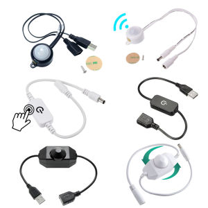 Adjustable PIR Infrared Motion Sensor USB DC Plug Switch DC5V 12V 24V Knob Touch Dimming Switch for LED Light Strip Night Lamp