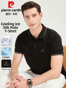 Pierre Cardin | Breathable Fathers Polo Shirt Men Short Sleeve Silk Linen Top
