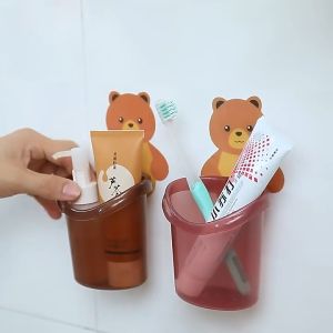 Ly cốc đựng bàn chải đánh răng hình gấu có lổ thoát nước tiện lợi nhỏ gọn đẹp giá rẻ M48