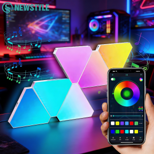 NEWSTYLE | Smart Triangle Night Light For Wall Gaming Room Lights Decor WIFI LED Wall Light Music Sync For Gaming Setup