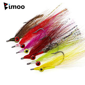 6PCS #2~2/0 Dumbbell Eyes Clouser Deep Minnow Fly Stainless Steel Hook Bucktail Baitfish Streamer Trout Pike Sea Fishing Lure