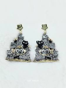 1ST XULIE | Bông Tai Hình Mèo Dễ Thương Kim Loại Bạc 925