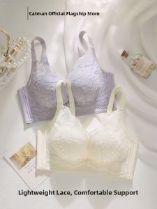 miiow | Light Oxygen Lace Womens Underwear Wireless Bra Prevents Sagging Gathered Side Breast Collection No Steel Ring Hole Cup