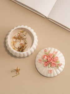 FENGBAI | Rose Handmade Pink Ceramic Jewelry Box