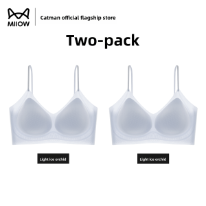 Miiow | Wireless Seamless Womens Bra Thin Strap Antibacterial Side Fatigue Reduction Nylon V-Neck Underwear Comfortable Breathable