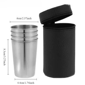 Bộ 4 Cốc Tiki Bằng Thép Không Gỉ Đồ Uống Nhỏ Gọn Cốc Cá Nhân Hóa Dùng Cho Du Lịch Ngoài Trời Quầy Bar Rượu Nhà Hàng Nhà Bếp Quà Tặng Thiết Thực