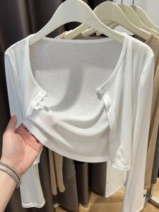 น้ําแข็ง ผ้าไหม อุปกรณ์ป้องกันแสงแดด คาร์ดิเกน ผู้หญิง ฤดูร้อน ผ้าพันไหล่แบบบางพร้อม สายคล้อง เดรส ชุดคลุมเครื่องปรับอากาศแบบแขนสั้น