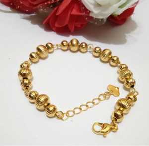 Abee Acc-016 Sz 18cm bulat Gelang tangan Titanium wanita berlapis emas