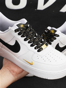 สายรัดรองเท้า Air Force One AF1 สีขาวและดำ สายรัดรองเท้าผ้าใบแบบแบนสำหรับผู้ชายและผู้หญิง สายรัดรองเท้าส้นแบนแบบสูงและต่ำ