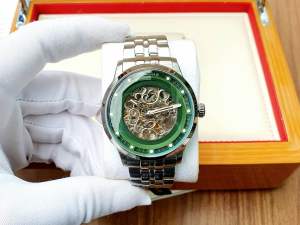 ĐỒNG HỒ NAM CHÍNH HÃNG THOMAS EARNSHAW ES-8237-11 Automatic Green Dial Skeleton Silver Stainless Steel For Men