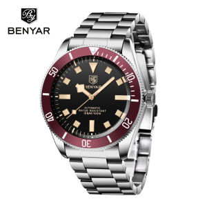 Đồng Hồ Đeo Tay Nam BENYAR Retro Màu Đỏ Máy Cơ Tự Động Cao Cấp Chống Nước Dạ Quang Thép Không Gỉ Chống Sốc.